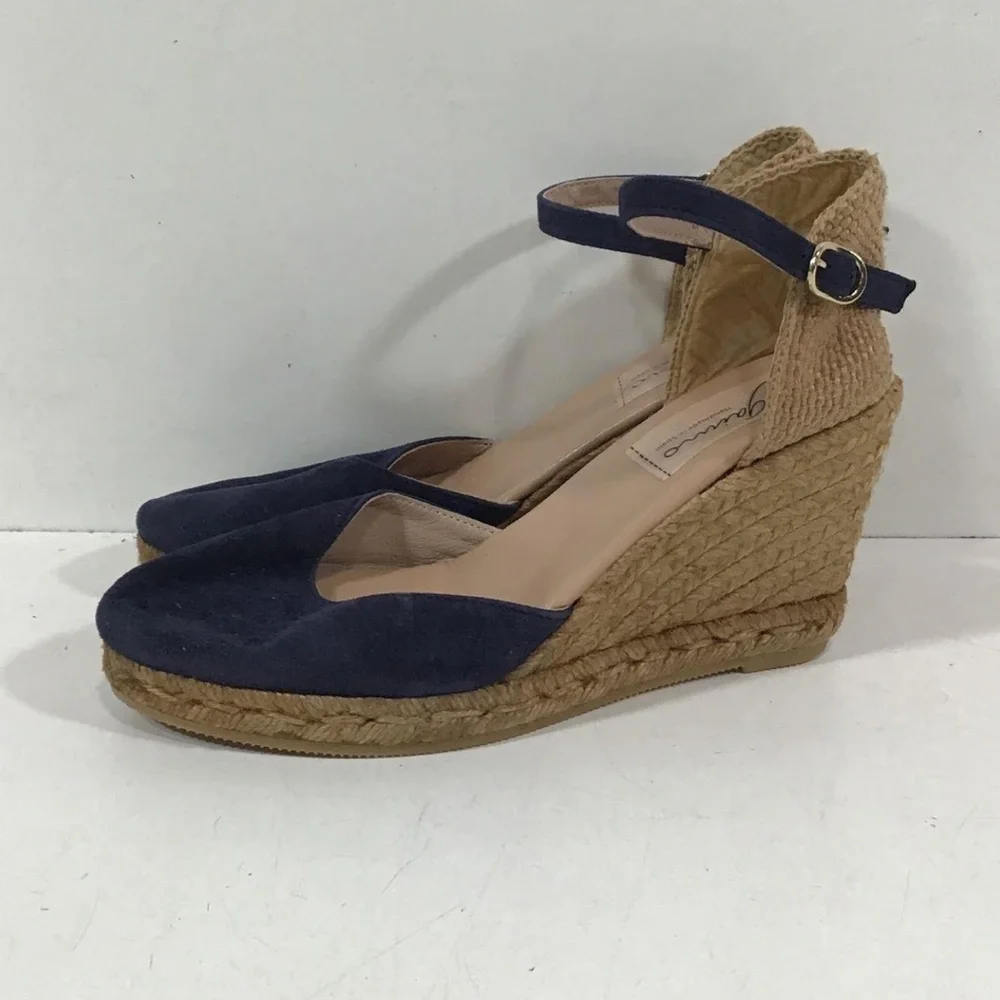 Women’s Gaimo Navy Suede Wedge Espadrille Sandals Size 40